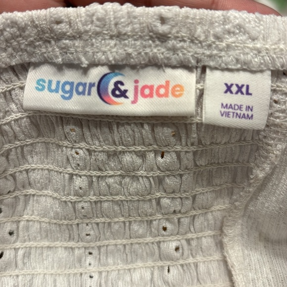 Sugar & Jade Girls white cap sleeve eyelet dress - Picture 7 of 7